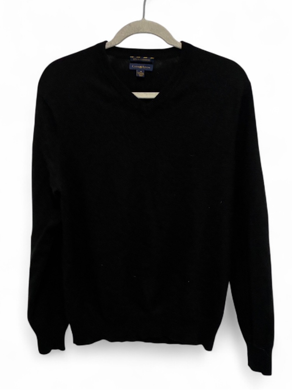 Club Room 2 Ply Cashmere Black V Neck Pullover Sweater